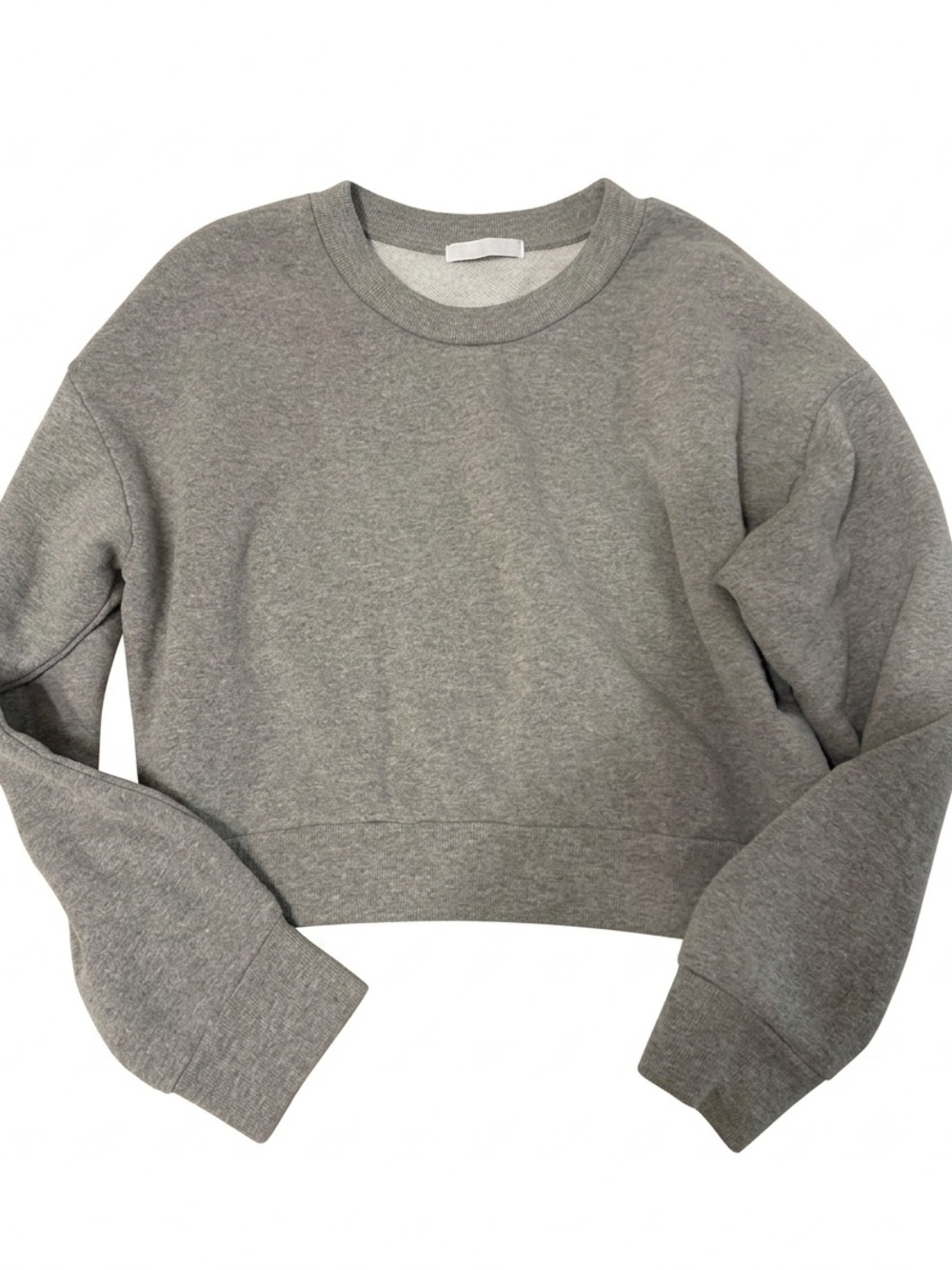Reformation Cropped Crewneck Sweatshirt in Heather Gray XS